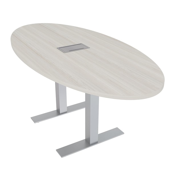 33.5 in W, 69.5 in L, 29 in H, Engineered Wood Top, Ivory